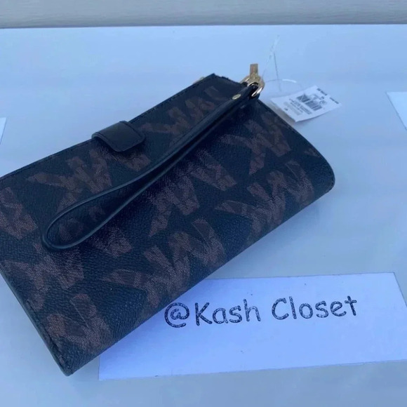 Michael Kors MK Double Zip Phone Wristlet/Wallet - Black Multi - Picture 2 of 8